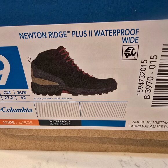 Columbia Newton Ridge Plus II Waterproof Boots Mens Sz 9 WIDE Hiking Shoes NEW - Picture 9 of 9